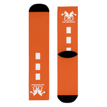 Load image into Gallery viewer, DCYG Dbl Basketball Players Orange &amp; Grey Crew Socks (EU)
