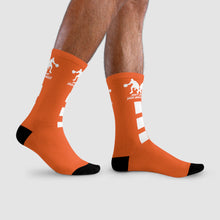 Load image into Gallery viewer, DCYG Dbl Basketball Players Orange &amp; Grey Crew Socks (EU)
