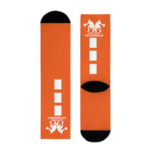Load image into Gallery viewer, DCYG Dbl Basketball Players Orange &amp; Grey Crew Socks (EU)
