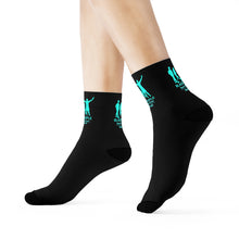 Load image into Gallery viewer, DCYG Turquois Black People  &amp; Black Crew Socks
