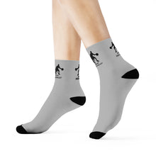 Load image into Gallery viewer, DCYG Black &amp; Grey Dbl Basketball Players Crew Socks
