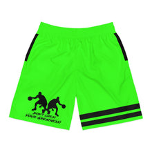 Load image into Gallery viewer, DCYG Dbl Basketball Players Black &amp; Neon Green Men's  Shorts
