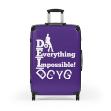 Load image into Gallery viewer, DCYG DEI 24BW White Logo &amp; Purple Suitcase
