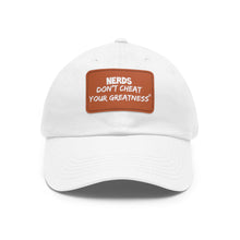Load image into Gallery viewer, DCYG NERDS White Logo Dad Hat with Black Leather Patch
