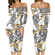 DCYG Xclusive Womens Long Sleeve Off The Shoulder Lady Dress