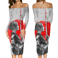 DCYG Xclusive Womens Long Sleeve Off The Shoulder Lady Dress