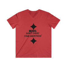 Load image into Gallery viewer, DCYG NERDS Black Logo Fitted V-Neck Short Sleeve Tee
