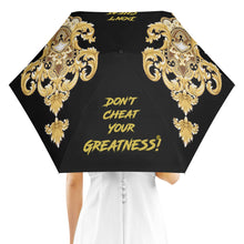 Load image into Gallery viewer, DCYG Xclusive  Gold &amp; Black  Umbrella Printing Outside
