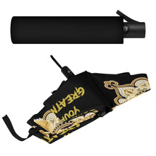 Load image into Gallery viewer, DCYG Xclusive  Gold &amp; Black  Umbrella Printing Outside
