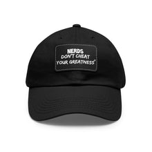 Load image into Gallery viewer, DCYG NERDS White Logo Dad Hat with Black Leather Patch
