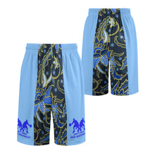Load image into Gallery viewer, DCYG Mens Light &amp; Dark Blue  Mesh Basketball Shorts &amp; Running Short Pants
