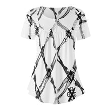 Load image into Gallery viewer, DCYG XD Black &amp; White Womens Scoop Neck Short sleeve Loose Blouse
