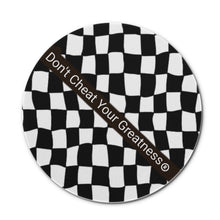 Load image into Gallery viewer, 45Dgr White Logo &amp; Blk &amp; White  Checkered Round Ceramic Coasters
