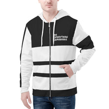 Load image into Gallery viewer, DEI White Logo &amp; Black and White Mens All Over Print Classic Zip Hoodie
