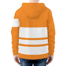 Load image into Gallery viewer, DEI White Logo &amp; Orange and White Mens All Over Print Classic Zip Hoodie
