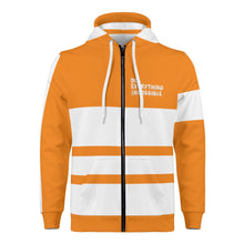 Load image into Gallery viewer, DEI White Logo &amp; Orange and White Mens All Over Print Classic Zip Hoodie
