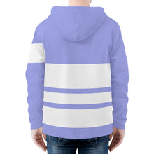 Load image into Gallery viewer, DEI White Logo &amp; Purple and White Mens All Over Print Classic Zip Hoodie
