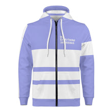 Load image into Gallery viewer, DEI White Logo &amp; Purple and White Mens All Over Print Classic Zip Hoodie
