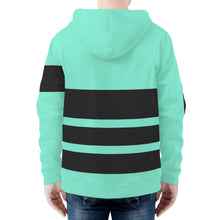Load image into Gallery viewer, DEI  Black Logo, Stripes &amp; Mint Green Mens All Over Print Classic Zip Hoodie
