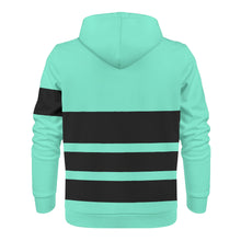 Load image into Gallery viewer, DEI  Black Logo, Stripes &amp; Mint Green Mens All Over Print Classic Zip Hoodie
