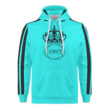 Load image into Gallery viewer, Royalty DON'T D4XV  Black Logo, Stripes &amp; Turquois Mens All Over Print Warm Velvets Pair Of Hoodie
