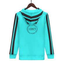 Load image into Gallery viewer, Royalty DON'T D4XV  Black Logo, Stripes &amp; Turquois Mens All Over Print Warm Velvets Pair Of Hoodie
