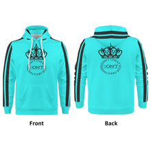 Load image into Gallery viewer, Royalty DON'T D4XV  Black Logo, Stripes &amp; Turquois Mens All Over Print Warm Velvets Pair Of Hoodie
