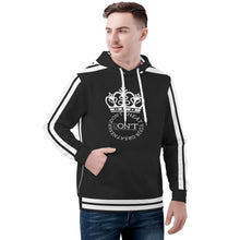 Load image into Gallery viewer, Royalty DON'T D4XV White  Logo, Stripes &amp;  Black Mens All Over Print Warm Velvets Pair Of Hoodie
