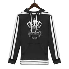 Load image into Gallery viewer, Royalty DON'T D4XV White  Logo, Stripes &amp;  Black Mens All Over Print Warm Velvets Pair Of Hoodie
