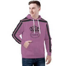 Load image into Gallery viewer, Royalty DON'T D4XV Black  Logo, Stripes &amp;  Mauve Mens All Over Print Warm Velvets Pair Of Hoodie
