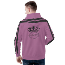 Load image into Gallery viewer, Royalty DON'T D4XV Black  Logo, Stripes &amp;  Mauve Mens All Over Print Warm Velvets Pair Of Hoodie

