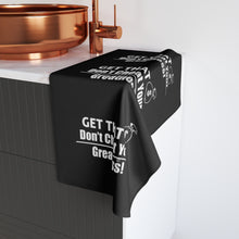 Load image into Gallery viewer, DCYG Get That Bag White logo &amp; Black Hand Towel
