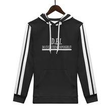 Load image into Gallery viewer, D.E.I.  White  Logo, Stripes &amp;  Black Mens All Over Print Warm Velvets Pair Of Hoodie
