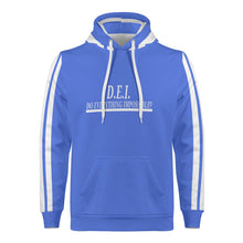 Load image into Gallery viewer, D.E.I.  White  Logo, Stripes &amp;  Royal Blue Mens All Over Print Warm Velvets Pair Of Hoodie

