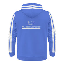 Load image into Gallery viewer, D.E.I.  White  Logo, Stripes &amp;  Royal Blue Mens All Over Print Warm Velvets Pair Of Hoodie
