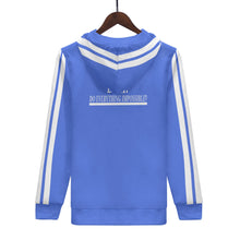 Load image into Gallery viewer, D.E.I.  White  Logo, Stripes &amp;  Royal Blue Mens All Over Print Warm Velvets Pair Of Hoodie
