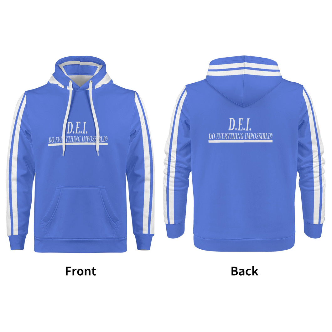 D.E.I.  White  Logo, Stripes &  Royal Blue Mens All Over Print Warm Velvets Pair Of Hoodie
