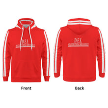 Load image into Gallery viewer, D.E.I.  White  Logo, Stripes &amp;  RED Mens All Over Print Warm Velvets Pair Of Hoodie
