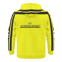 Load image into Gallery viewer, D.E.I.  Black Logo, Stripes &amp;  Yellow  Mens All Over Print Warm Velvets Pair Of Hoodie
