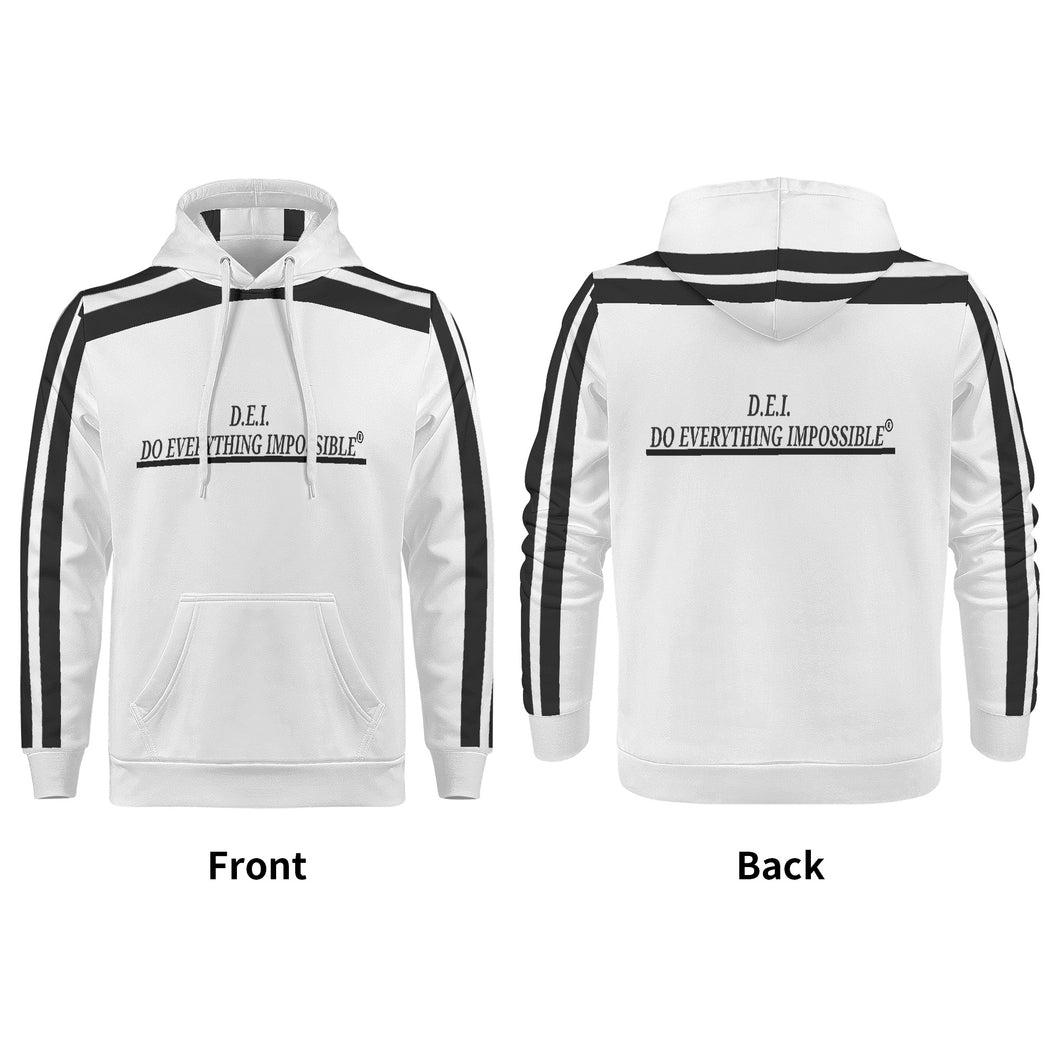 D.E.I.  Black Logo, Stripes &  White  Mens All Over Print Warm Velvets Pair Of Hoodie