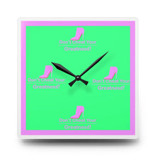 Load image into Gallery viewer, DCYG Pink Red Bottom, Green, Pink &amp; White Acrylic Wall Clock
