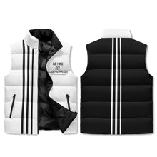 Load image into Gallery viewer, Cure 4 Doge Black Logo ,White &amp; Black Stripes Unisex Lightweight All Over Printing Stand Collar Zip Up Puffer Vest ( Run small size up 2x)
