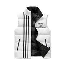 Load image into Gallery viewer, Cure 4 Doge Black Logo ,White &amp; Black Stripes Unisex Lightweight All Over Printing Stand Collar Zip Up Puffer Vest ( Run small size up 2x)
