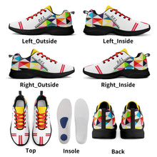 Load image into Gallery viewer, DEI SL25 Black Logo, Red Stripes &amp; Multi Color Design Adult EVA Mesh Walking Running Shoes
