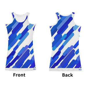 25 SX Blue ,White & Blue  Logo  Womens Summer Dresses Sexy Wrap Hip Mini Slim Fitted Dress