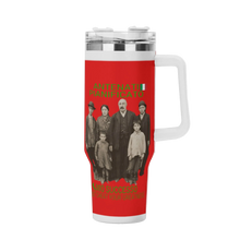 Load image into Gallery viewer, Ancestors+ Italian, Family, Green Logo, White Trim &amp; Red 40oz Stainless Steel Tumbler Gift With White Handle and Straw
