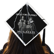 Load image into Gallery viewer, Ancestors+ Black, Family, White Logo, Lightning &amp; Black Decorated Graduation Cap Topper Class of 2025 Gift

