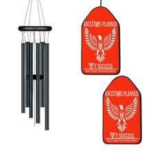 Load image into Gallery viewer, Ancestor Native , White Logo &amp; Red Orange Personalized Black Memorial Wind Chimes for Loss for Anniversary
