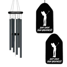 Load image into Gallery viewer, Male Golfer , White Logo Personalized Black Memorial Wind Chimes for Loss for Anniversary
