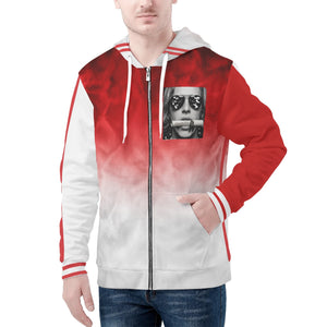 IRISH ANCESTORS PLANNED MY SUCCESS, White Logo, White Male, Red, White Stripes, Red, White All Over Print Classic Zip Hoodie